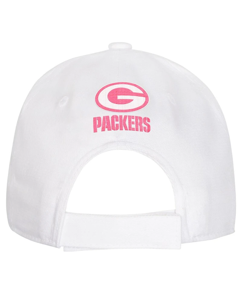 Outerstuff Big Girls Green Bay Packers All White Structured Adjustable Hat