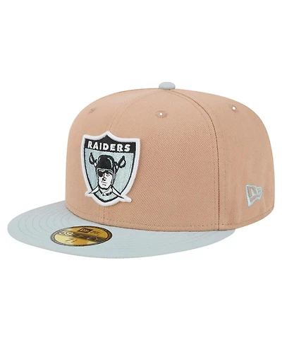 New Era Men's Tan Oakland Raiders Gridiron Classics Throwback Logo Main 59FIFTY Fitted Hat