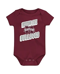 Outerstuff Newborn 3-Pack Maroon Mississippi State Bulldogs Sunday Comics Bodysuit Set