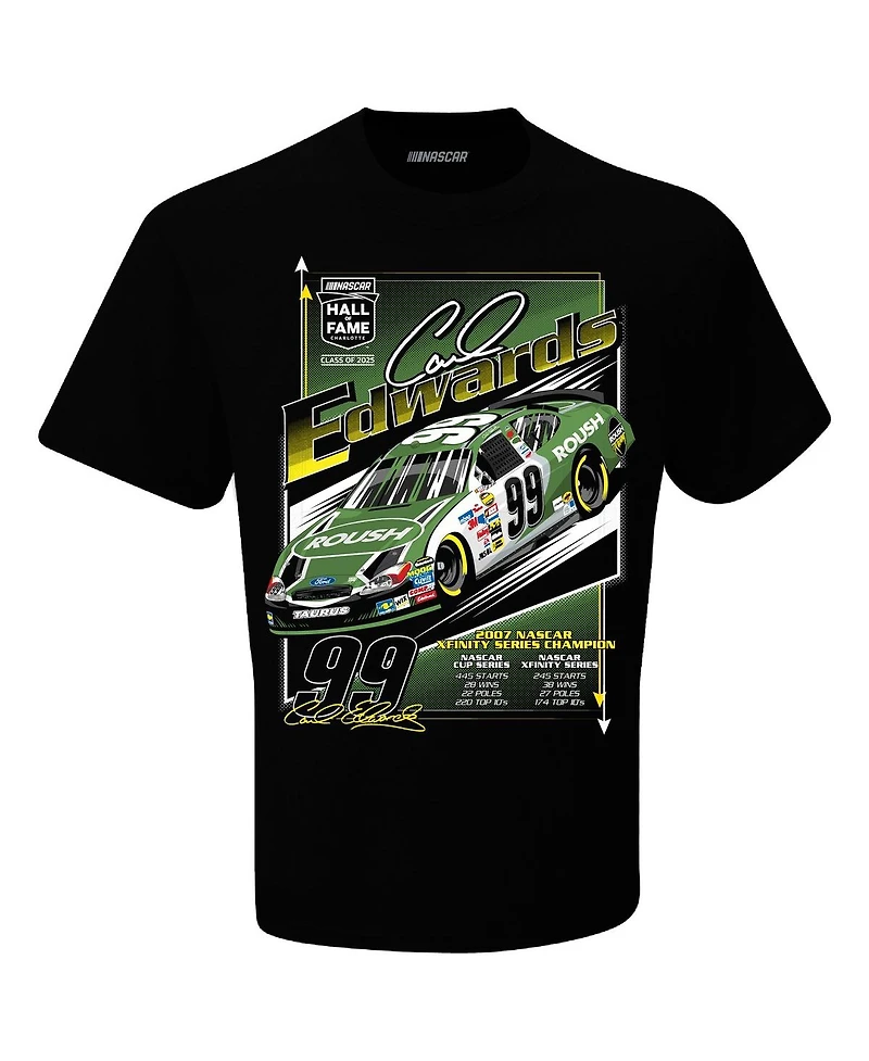 Checkered Flag Sports Men's Black Carl Edwards Nascar 2025 Hall of Fame Inductee T-Shirt