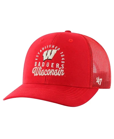 '47 Brand Men's Red Wisconsin Badgers Pitstop Trucker Adjustable Hat