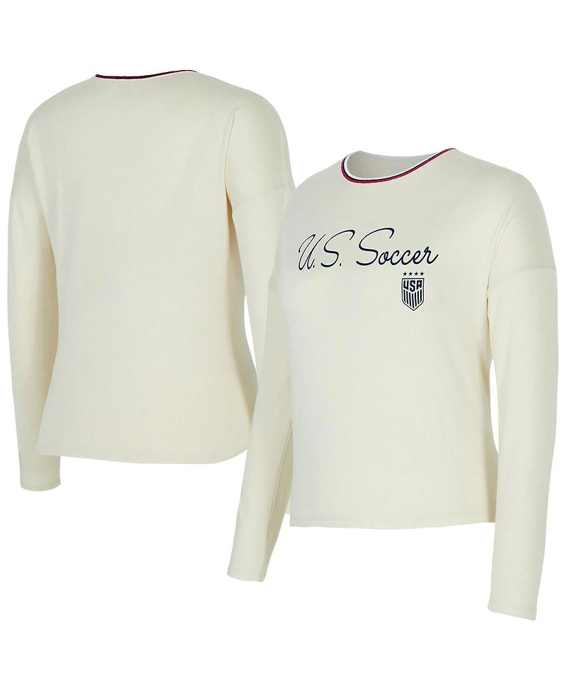 Concepts Sport Women's Cream Uswnt Kaki Hacci Knit Pullover Sweatshirt