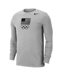 Nike Men's Heather Gray Team Usa Performance Long Sleeve T-Shirt