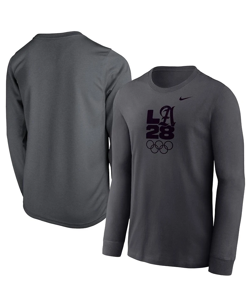 Nike Big Boys and Girls Anthracite LA28 Summer Olympics Legend Performance Long Sleeve T-Shirt