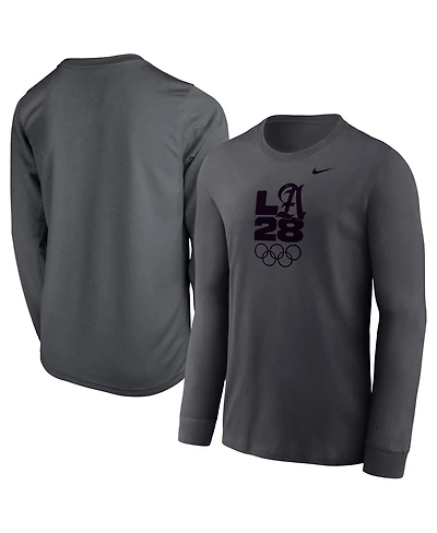 Nike Big Boys and Girls Anthracite LA28 Summer Olympics Legend Performance Long Sleeve T-Shirt