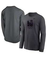 Nike Big Boys and Girls Anthracite LA28 Summer Olympics Legend Performance Long Sleeve T-Shirt
