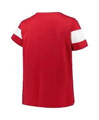Profile Women's Heather Crimson Alabama Tide Plus Arched City Sleeve Stripe V-Neck T-Shirt