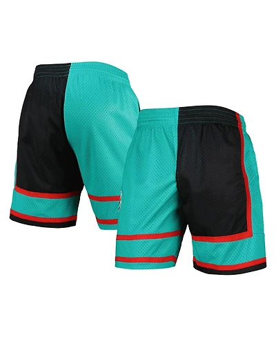 Mitchell & Ness Men's Black/Turquoise Vancouver Grizzlies Hardwood Classics 2001 Split Swingman Shorts
