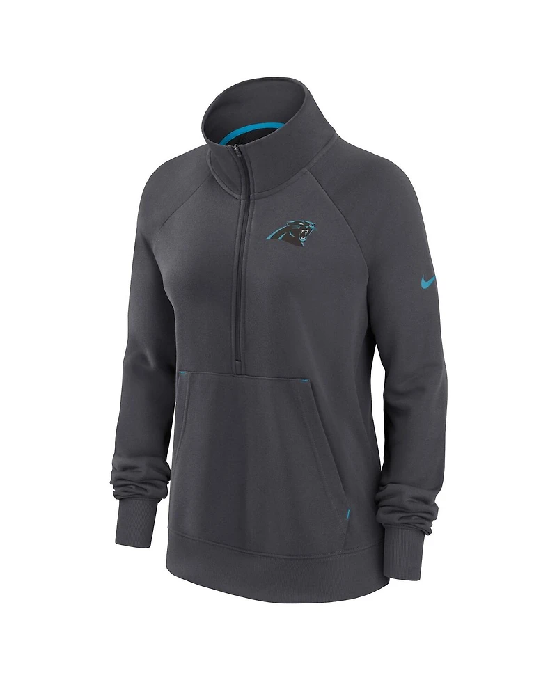 Nike Women's Charcoal Carolina Panthers Premium Raglan Performance Half-Zip Sweatshirt
