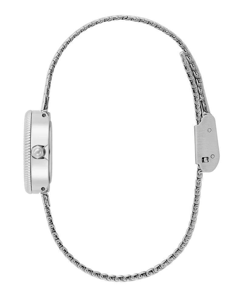 Olivia Burton Women's Finery Silver Tone Stainless Steel Mesh Bracelet Watch, 20mm