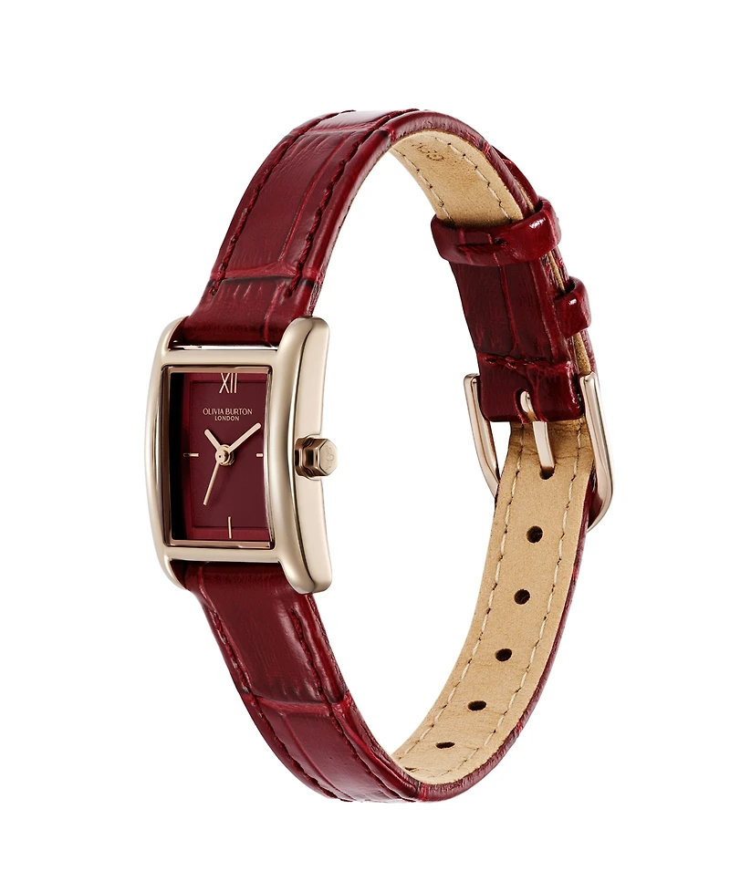Olivia Burton Women's Mini Grove Cherry Leather Calfskin Strap Watch, 16mm