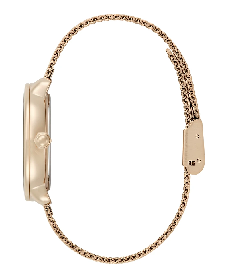 Olivia Burton Women's Moonphase Rose Gold Tone Stainless Steel Mesh Bracelet Watch, 34mm