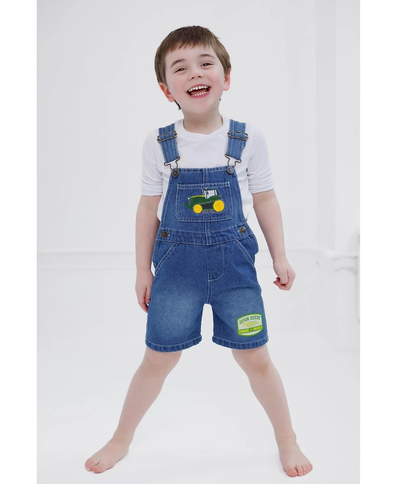 John Deere Toddler Boys Denim Square Neck Short Overalls