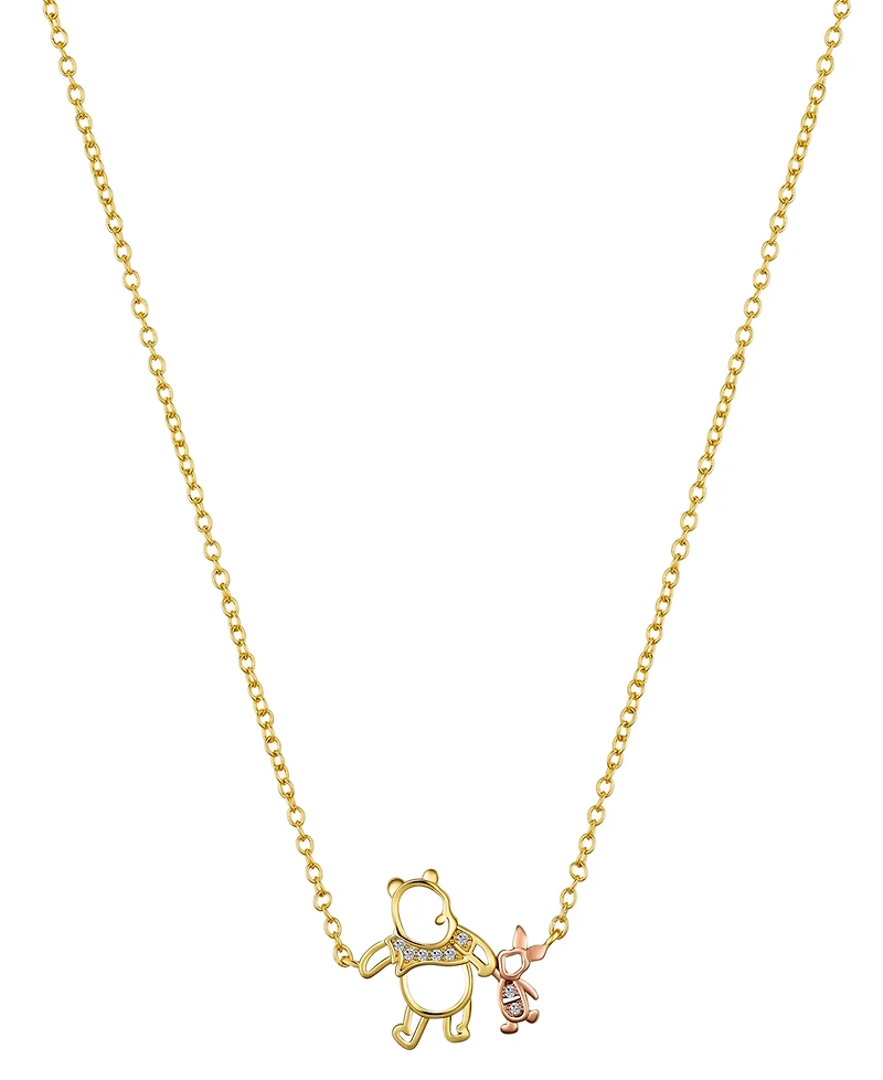 Disney Winnie the Pooh and Piglet Cubic Zirconia Pendant Necklace