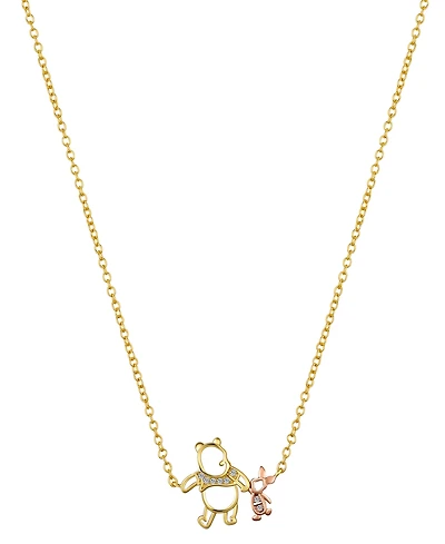 Disney Winnie the Pooh and Piglet Cubic Zirconia Pendant Necklace