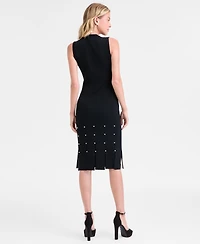 Vince Camuto Carwash Midi Dress With Pearl Trim