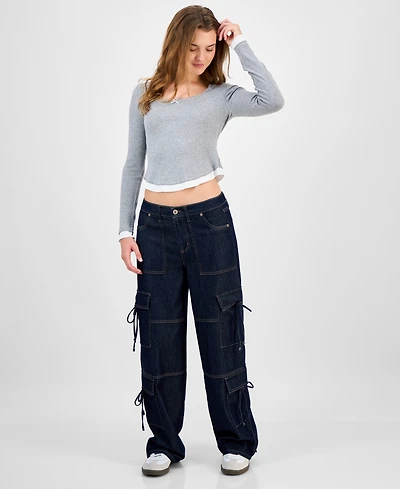 Vanilla Star Juniors' Tie-Side Cargo Jeans