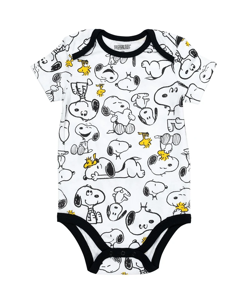 Peanuts Snoopy Charlie Brown Boys 5 Pack Bodysuits Multi Infant