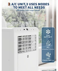 gaomon 10,000 Btu Portable Ac, Dehumidifier & Fan, Cools Up to 450 Sq.Ft with Remote & Sleep Mode