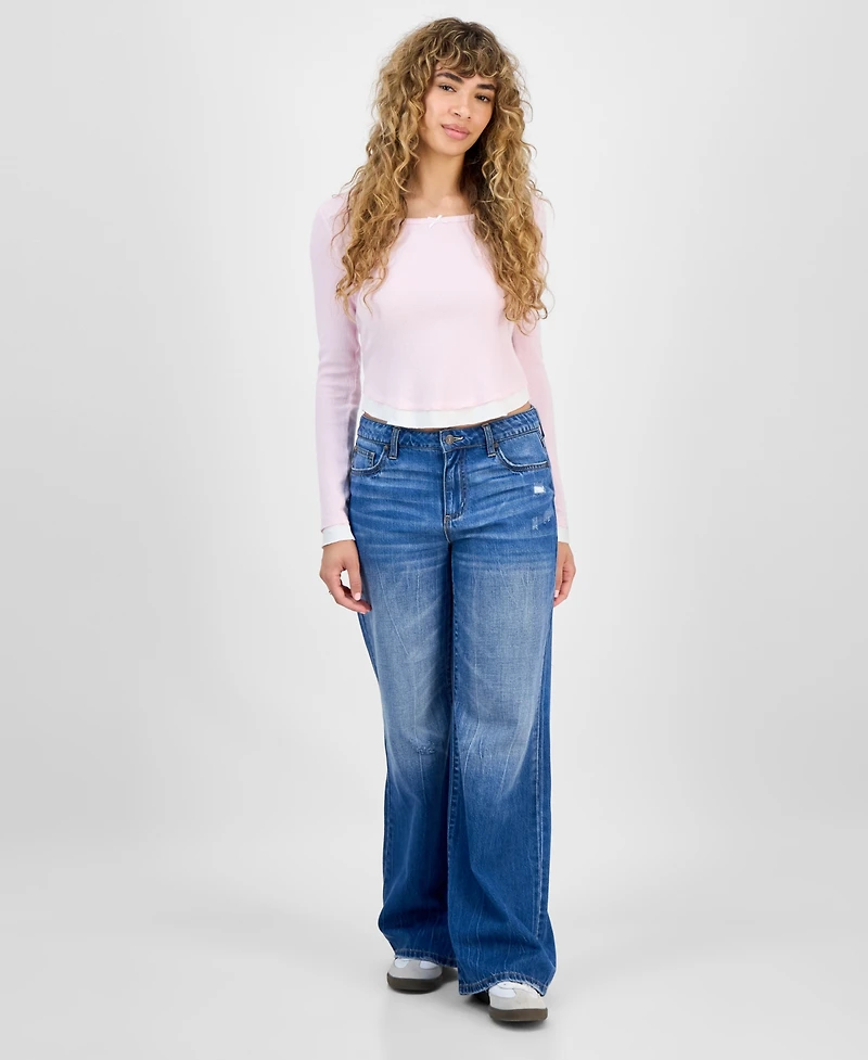 Celebrity Pink Juniors' High-Rise Slouchy Flare Jeans