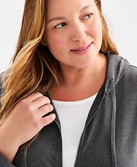 Style & Co Plus Zip-Up Hooded Sweatshirt, Exclusively at Macy's