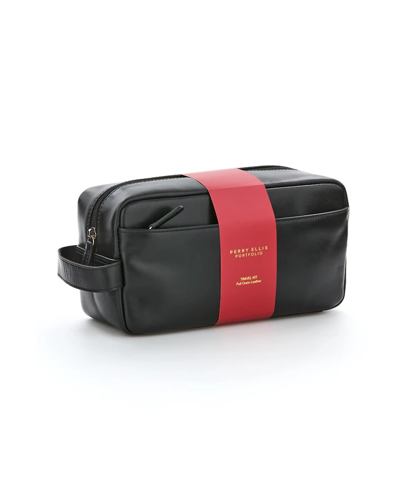 Perry Ellis Portfolio Men's Leather Travel Kit
