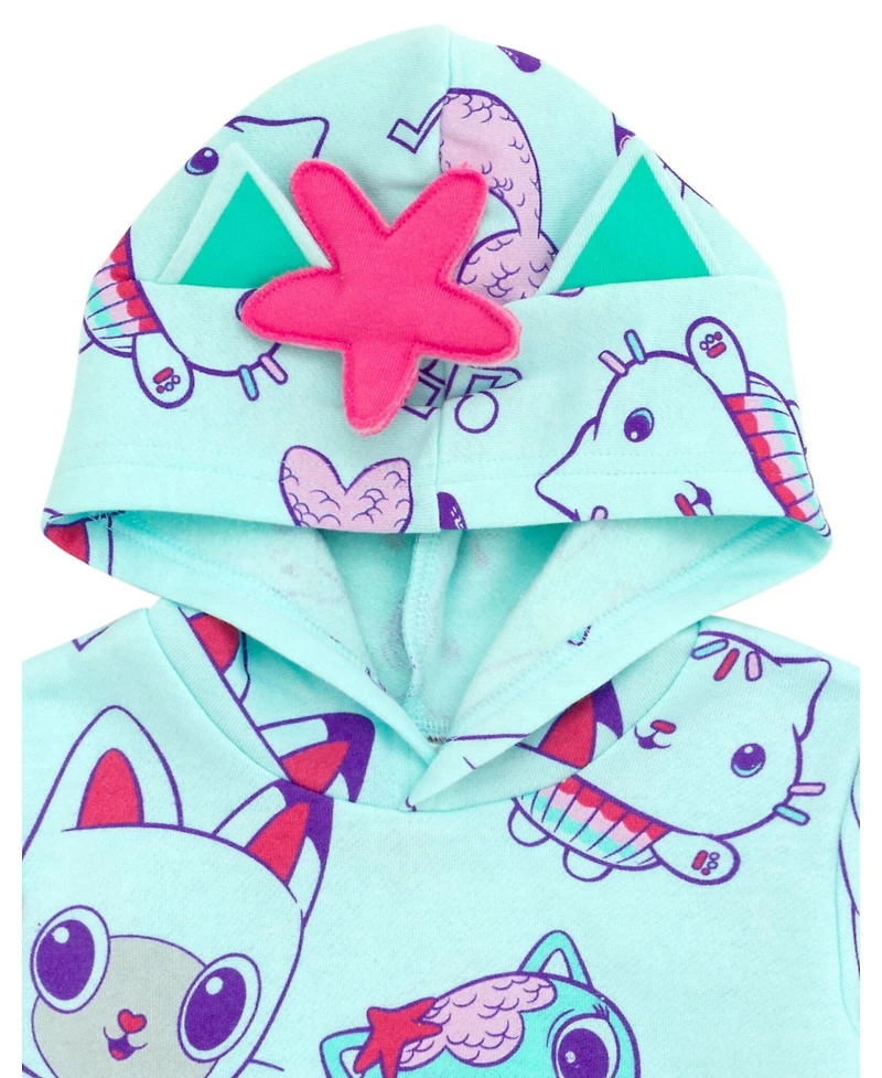 Gabby's Dollhouse Toddler Girls Dreamworks Gabbys Pandy Paws Cakey Cat MerCat Fleece Pullover Hoodie Toddler|Child