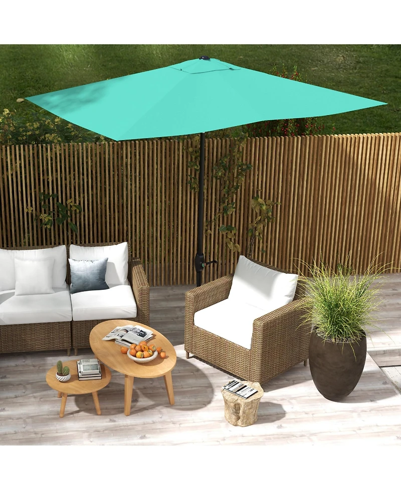 Flynama 6.5' x 10' Rectangular Market Umbrella with Crank and Push Button Tilt