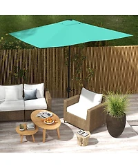 Flynama 6.5' x 10' Rectangular Market Umbrella with Crank and Push Button Tilt