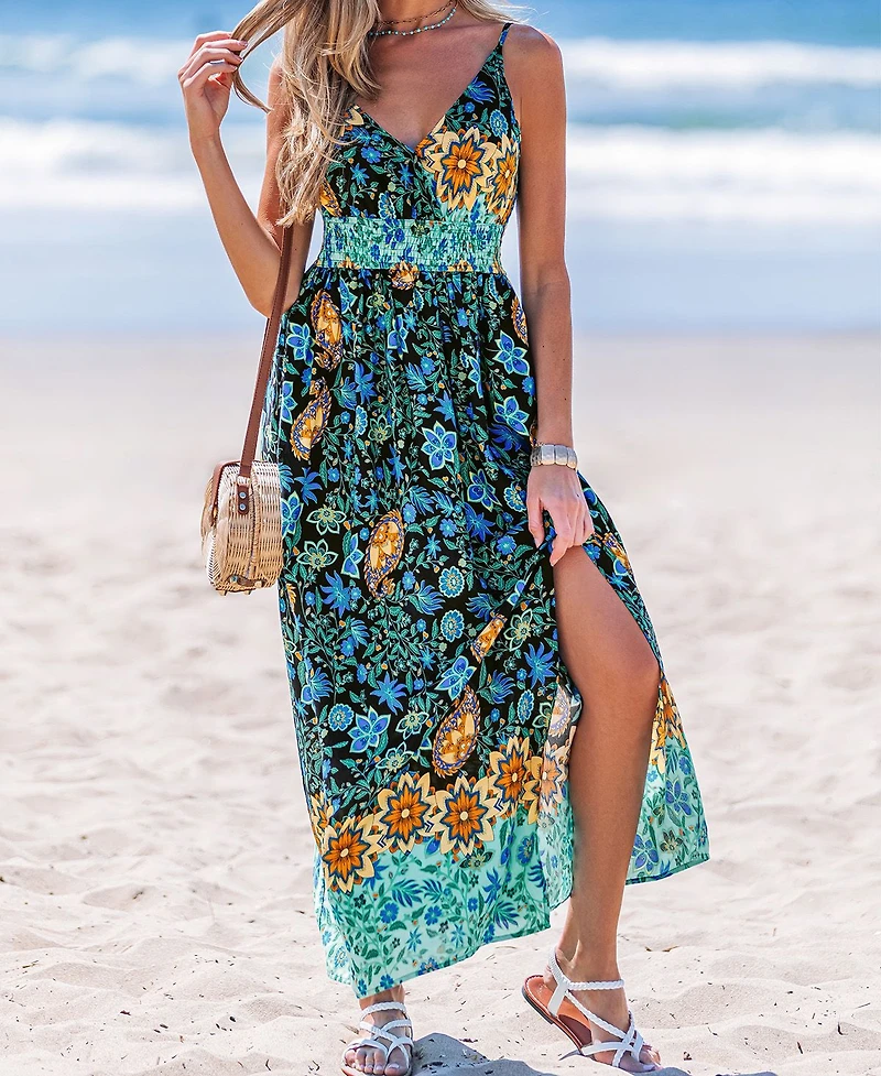 Cupshe Women's Evening Glow Floral Maxi Beach Dress