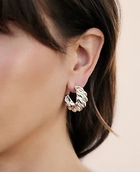 Ettika Modern Ribbed Hoops Earrings