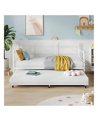 gaomon Metal Twin Daybed and Trundle Set, Size, Steel Slat Support, Multifunctional Frame for Bedroom, Living Room, Guest Room