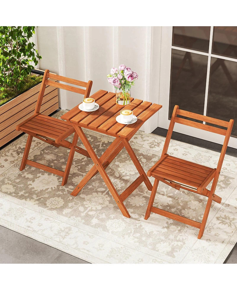 Slickblue Space-Saving 3-Piece Outdoor Seating Set with Foldable Chairs and Coffee Table – Ideal for Small Patios