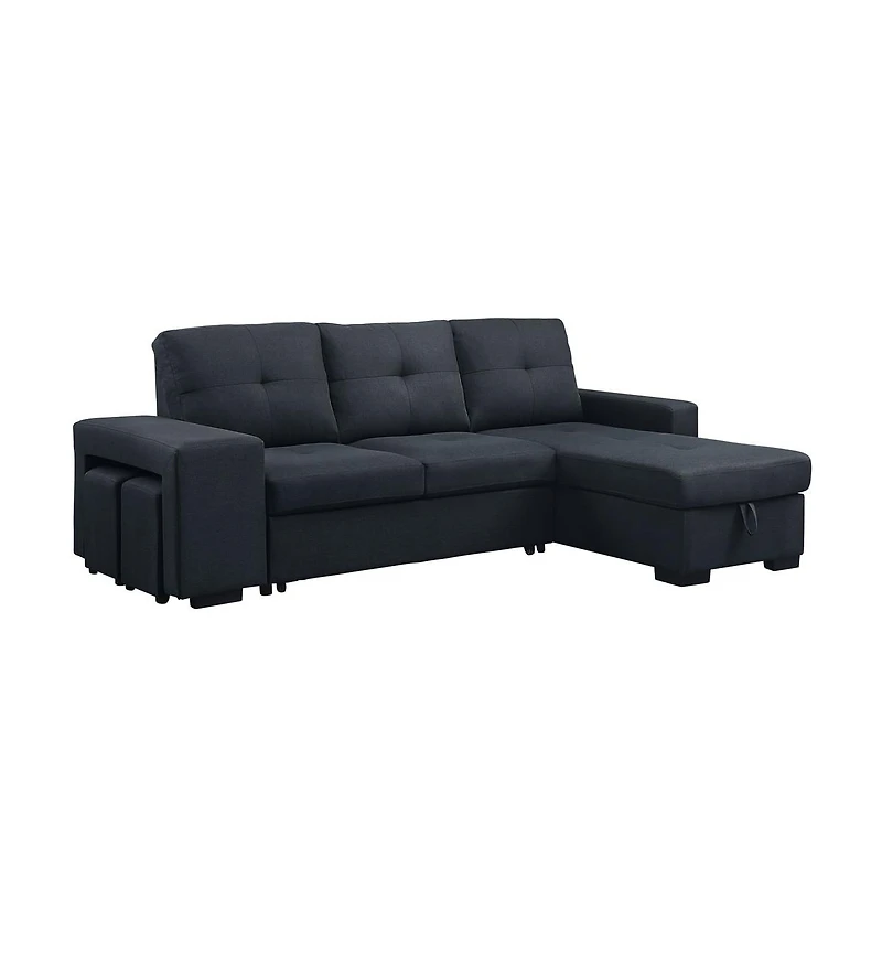 Homlux 97"W Dark Gray Linen Sleeper Sectional Sofa with Reversible Storage Chaise
