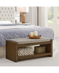 Streamdale Furniture 40" Linen Bench with Shoe Rack & Removable Cushion