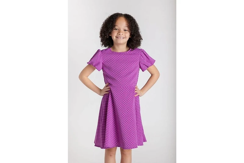 Florence Eiseman Big Girls Polka Dot Dress W/Bubble Sleeves
