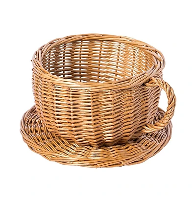 Wickerwise Wicker Saucer Coffee Mug Cup Decorative Gift Basket Desk Organizer