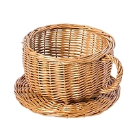 Wickerwise Wicker Saucer Coffee Mug Cup Decorative Gift Basket Desk Organizer