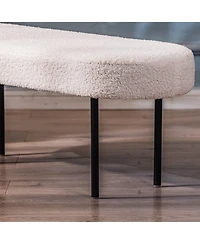 Nordlys - Metal and White Boucle Bench Modern Design Style Upholstery Entry