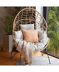 Mondawe Outdoor Bohemian Oversized Egg Chair With Ultra Thick Padding & Durable Steel Frame Chair