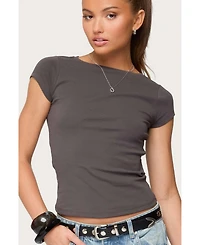 Edikted Women's Oliana Ribbed Boat Neck T Shirt