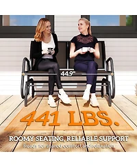 Outsunny 2-Person Outdoor Glider Bench Patio Double Swing Rocking Chair Loveseat with Power Coated Steel Frame for Backyard Garden Porch