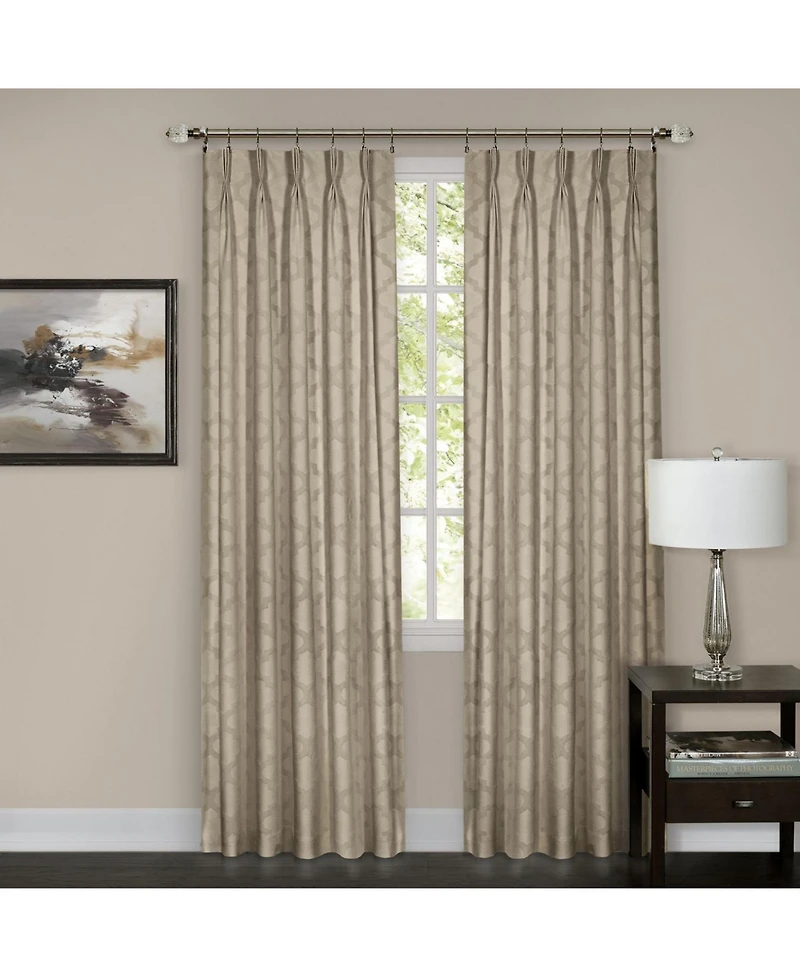 Kate Aurora 2 Pack Windsor Pinch Pleat/Rod Pocket/Back Tab Quatrefoil Window Curtain Panels