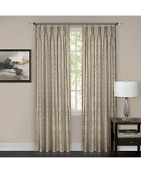 Kate Aurora 2 Pack Windsor Pinch Pleat/Rod Pocket/Back Tab Quatrefoil Window Curtain Panels