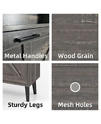 Farmhouse Shoe Storage Cabinet with Barn Door Design, Shoe Organizer with 2 Flip Drawers, Freestanding Narrow Shoe Rack Cabinet