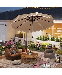 Gymax 10 Ft Solar Patio Umbrella Outdoor Market Sunshade w/ 24 Led Lights