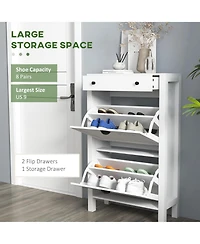 Homcom Shoe Storage Cabinet with 2 Flip Drawers for 8 Pairs of Shoes