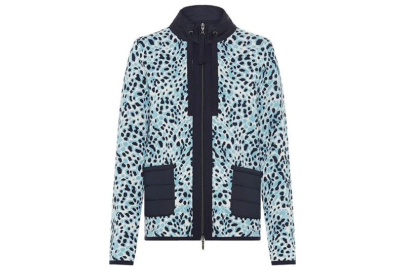 Olsen Animal Zip Mixed Media Cardigan