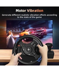 Nbcp 270°Racing Steering Wheel with Pedals & Vibration Feedback – Compatible with Xbox, PS4, Pc, Switch, Android & More