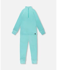 Deux par Girl Two-Piece Thermal Underwear Set Turquoise Blue